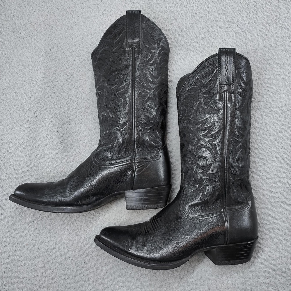 Ariat Boots Mens Size 8 EE Black Western Cowboy Leather Wide Stitch 10002218
